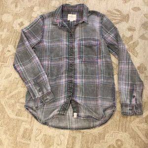 American Eagle Plaid Washed Button-down Shirt
